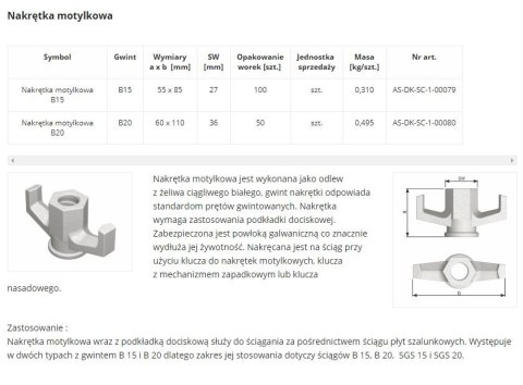 NAKRĘTKA MOTYLKOWA B15 NAKRĘTKA MOTYLKOWA B15