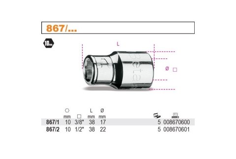 NASADKA DO KOŃCÓWEK WKRĘTAKOWYCH 867 Z GNIAZDEM 3/8'' NASADKA DO KOŃCÓWEK WKRĘTAKOWYCH 867 Z GNIAZDEM 3/8''